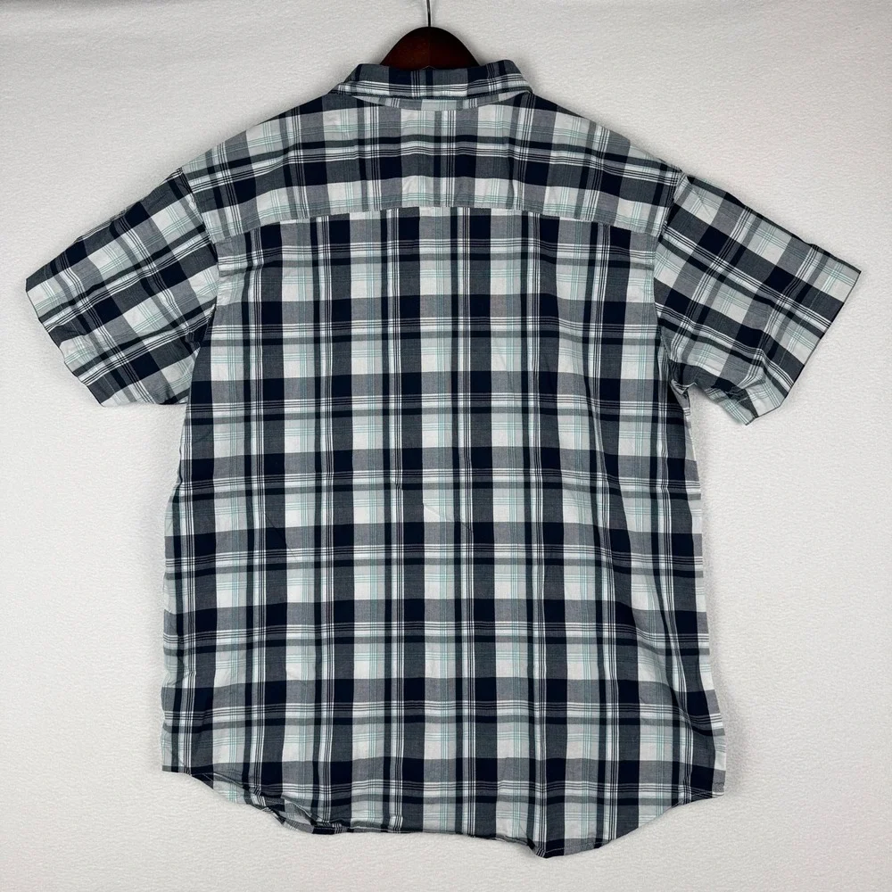 Columbia Button Down Shirt Mens XL Blue Plaid Short Sleeve Regular Fit AM9132